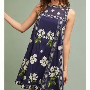 Maeve Anthropologie Rosa Embroidered Swing Dress Size 8 Floral Print